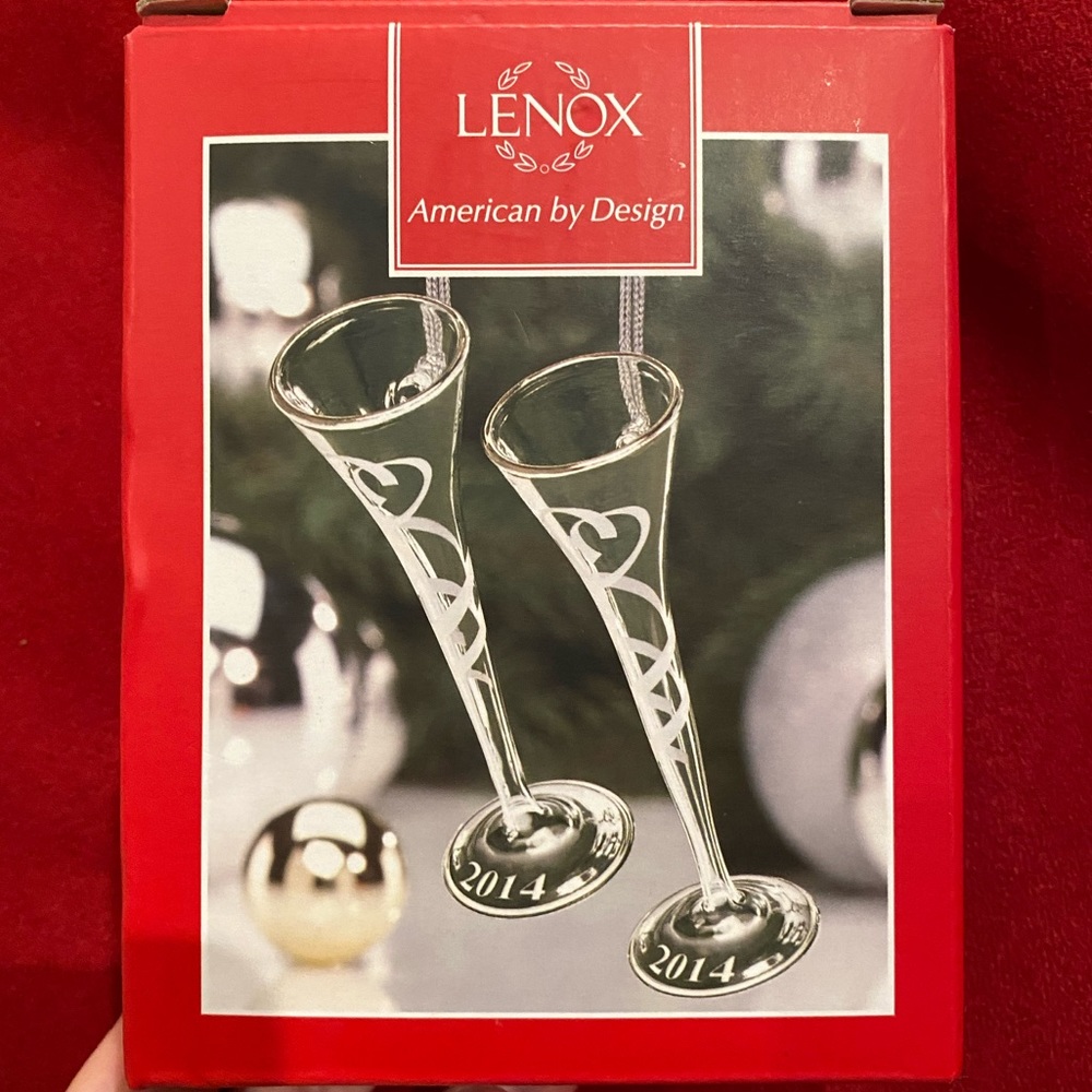 NWT/NIB Lenox 2014 Toasting Flutes ornaments (set of two)